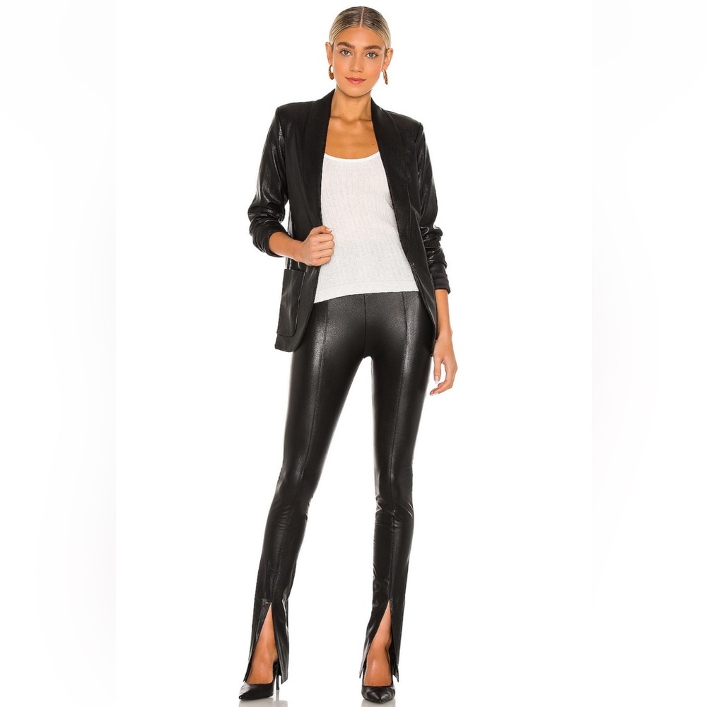 Amanda Uprichard x Revolve Malta Faux Leather Black Split Hem Pants size XS